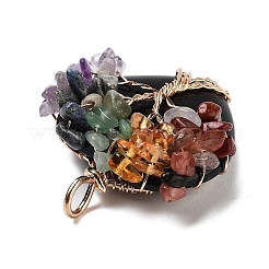 Сердечные подвески из натурального обсидиана&nbsp;G-K374-01B