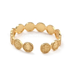 Плоский круглый браслет-манжета с крестом иисусом BJEW-I298-03G