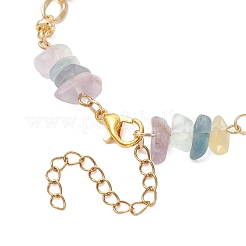 Браслеты-цепочки из натуральной флюоритовой крошки и латунных звеньев&nbsp;BJEW-JB12642