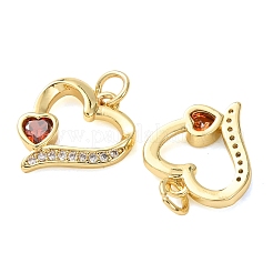 Valentinstag-Anhänger aus Messing mit Mikropavé-Fassung und orangefarbenen Zirkonia&nbsp;CU-E003-17G-C