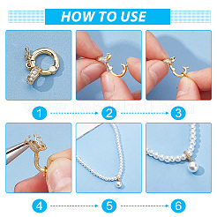 6 шт. 3 стиля застежки-крутилки из латуни с микропаве из прозрачного кубического циркония ZIRC-DR0001-02