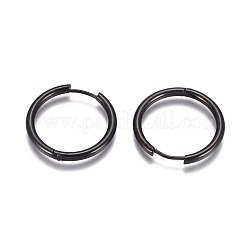 304ステンレススチール製ハギーフープピアス  316サージカルステンレスピン付き  リング  ブラック  25x2.5mm  10ゲージ  ピン：0.9mm&nbsp;EJEW-G272-01-20mm-B