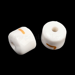手作りプリント陶器ビーズ  a～zの文字  コラム  10x10x9mm  穴：2.5mm&nbsp;PORC-T136-01A