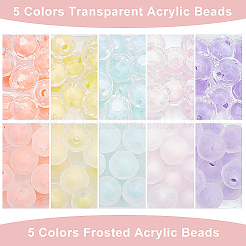 120 pz 10 colori perline acriliche trasparenti&nbsp;TACR-PH0001-51