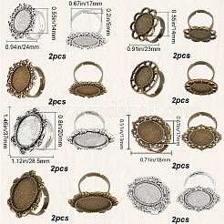 16 Stück 8 Stil verstellbare Legierung Fingerringe Komponenten&nbsp;FIND-SC0008-68
