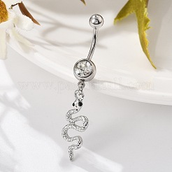 Сплав горный хрусталь змея изогнутая штанга кольца для живота AJEW-R007-03P-05