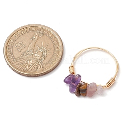 Кольца для пальцев с натуральными драгоценными камнями RJEW-JR00800