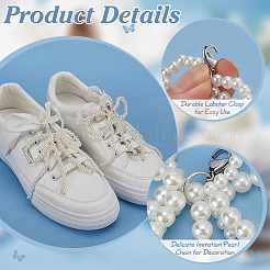 2 пара 2 стилей пластиковых подвесок для обуви с имитацией жемчуга в виде банта&nbsp;DIY-FG0006-80