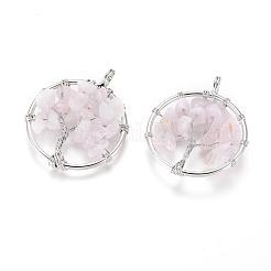 Природного розового кварца подвески G-E419-08P