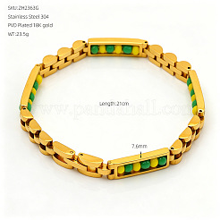 Bracciale da uomo con catena a maglie rettangolari in acciaio inossidabile 304 e perline di plastica.&nbsp;WGDA73D-01