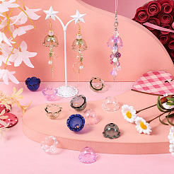 12 шт. 6-цветный прозрачный стеклянный колпачок для бусин&nbsp;GLAA-TA0002-06