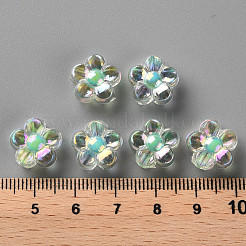 透明なアクリルビーズ  二層ビーズ  ABカラー  花  アクアマリン  12x12.5x6mm  穴：2.5mm  約893個/500g&nbsp;TACR-S152-06B-SS2111