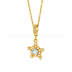 Collane con pendente a stella in acciaio inossidabile 304 con pavé di zirconi cubici trasparenti per donna&nbsp;WG2EDAA-01