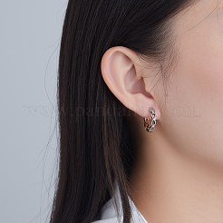 真鍮製キュービックジルコニアフープピアス  透明  プラチナ·ゴールデン  18mm&nbsp;EJEW-BB70426