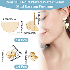 14 шт. латунная полукруглая фурнитура для сережек-гвоздиков&nbsp;KK-BBC0010-87