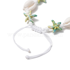 Браслеты из бисера для женщин с морскими звездами и плюмерией BJEW-JB11847