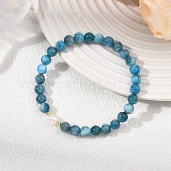 天然アパタイトと養殖淡水真珠のラウンドビーズストレッチブレスレット（女性用）  ビーズ：6mm  内径：2.19インチ（5.55cm）&nbsp;BJEW-JB13781-01
