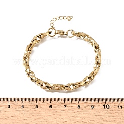 5.5mm 304ステンレススチール製ツイストオーバルリンクチェーンブレスレット（男女兼用）  イオンプレーティング（ip）  ゴールドカラー  6.77インチ（17.2cm）&nbsp;SA-CBAB767-17C-G