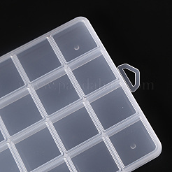プラスチックビーズ収納ケース  32コンパートメントオーガナイザーボックス  長方形  透明  26x13.3x1.4cm  穴：16.5x6.5mm  コンパートメント：3.1x3.1センチメートル&nbsp;X-CON-S043-032
