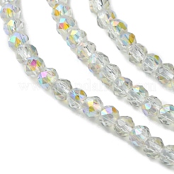 電気メッキガラスビーズ連売り  多面カット  フルメッキ  ラウンド  透明  3mm  穴：0.8mm  約143個/連  14.57''（37センチメートル）&nbsp;EGLA-P055-01B-FR01
