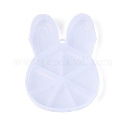 イースターラビット 9グリッド プラスチックビーズ収納容器（ヒンジ付き蓋付き）  透明  14.9x10.3x2cm&nbsp;X-CON-T001-07