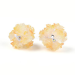 Бусины из полимерной глины со стразами и рельефными смоляными розами&nbsp;RESI-T059-04K