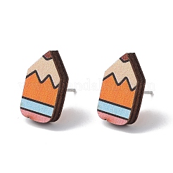 Серьги-гвоздики из натурального дерева EJEW-C013-01B