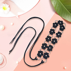 1 шт. искусственная кожа цветок латунное кольцо звено цепи пояса живота цепи для женщин AJEW-CL0001-49B