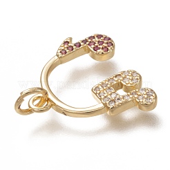 Кулоны с кубическим цирконием из латуни с прозрачным микропейвом и средним фиолетовым красным фианитом&nbsp;ZIRC-H112-06G