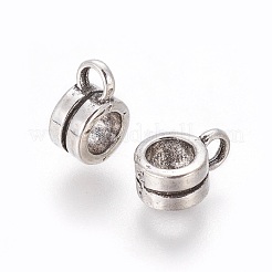 チベットスタイルの合金チューブベイル  ループベイル  アンティークシルバー  9x4x6mm  穴：2mm  内径：4mm&nbsp;PALLOY-F224-17AS