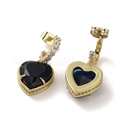 Серьги-гвоздики с кубическим цирконием в форме сердца&nbsp;EJEW-H308-09G-01