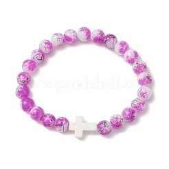 Браслеты из расписного стекла и синтетической бирюзы с бисером&nbsp;BJEW-JB13235