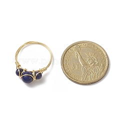 Natürlicher Lapislazuli runder geflochtener Perlen-Fingerring&nbsp;RJEW-JR00550-03