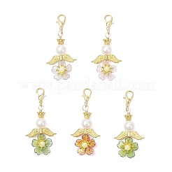 Подвеска-украшение из искусственного жемчуга в виде цветка из акрила и АБС-пластика HJEW-JM03529-02