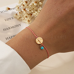 Летние плетеные браслеты из латунного креста и синтетической бирюзы для женщин и мужчин&nbsp;NW9069-2