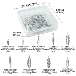 60 шт. подвески из сплава в тибетском стиле с перьями&nbsp;TIBEP-FS0001-21