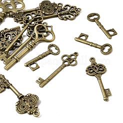合金のチベット風チャーム  スケルトンキーチャーム  アンティークブロンズ  32~70x13.5~31x2~4mm  穴：2.5~7.5mm&nbsp;FIND-D040-01AB