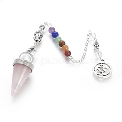 Chakra-Schmuck Natürlicher Rosenquarz-Kegel Wünschelrutenpendel&nbsp;G-G771-E06