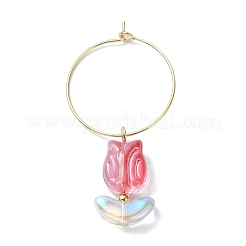 Прозрачное стекло тюльпан цветок бокал для вина подвески AJEW-TA00018