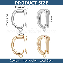 8 шт. 2-цветная стойка с покрытием из латуни с микропаве прозрачный кубический цирконий складные застежки FIND-PH0020-88