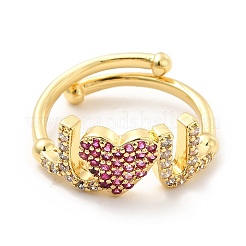 Anillos de circonita cúbica Camelia micro pavé de latón chapado en rack&nbsp;RJEW-E064-12G