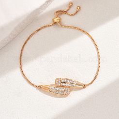 Браслеты-слайдеры с прозрачным кубическим цирконием из латуни с микропаве IW9217