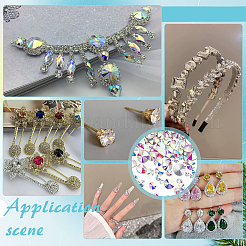 120 шт. 6 стильных стеклянных кабошона со стразами FIND-FG0004-01