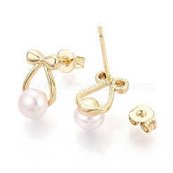 Серьги-гвоздики из латуни и натурального жемчуга&nbsp;PEAR-N020-WX06