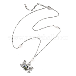 Collier avec pendentif en alliage de nacre d'ormeau naturelle&nbsp;NJEW-JN06524