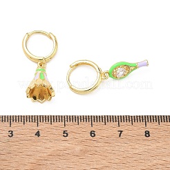 Boucles d'oreilles créoles en laiton avec micro pavé de zircone cubique pour femmes&nbsp;EJEW-A168-07G-01