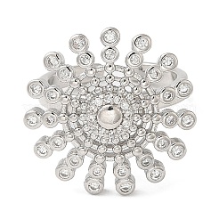 Вращающееся открытое кольцо с цветком кубического циркония RJEW-Q776-05P