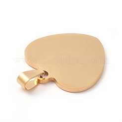 ステンレススチールペンダント  空白タグのスタンプ  ハート  ゴールドカラー  26x30x1.5mm  穴：5.5x9.5mm&nbsp;STAS-WH0014-38C
