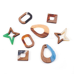 16шт 8 стильные подвески из непрозрачной смолы и орехового дерева&nbsp;RESI-CW0001-15