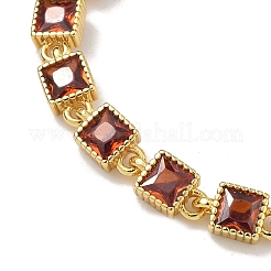 Bracelets à maillons carrés en laiton pavé de zirconiums cubiques pour femmes&nbsp;BJEW-P385-04G-04